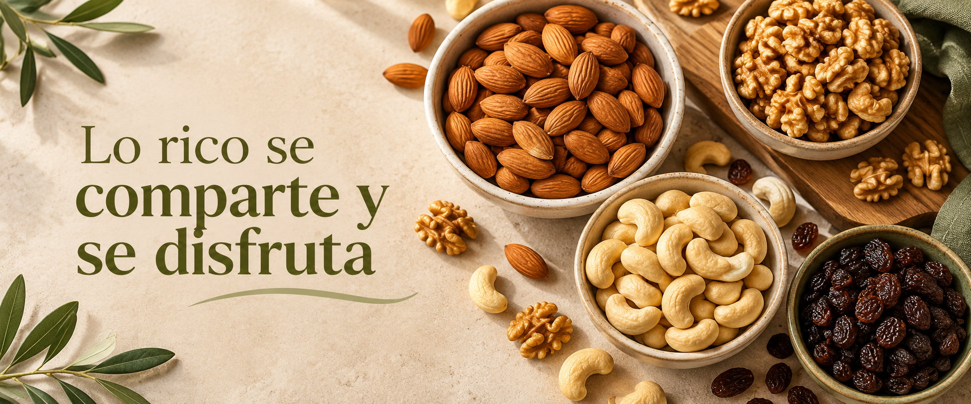 Lo rico se comparte y se disfruta. Almendras, nueces, castañas y pasas de Altos del Valle.